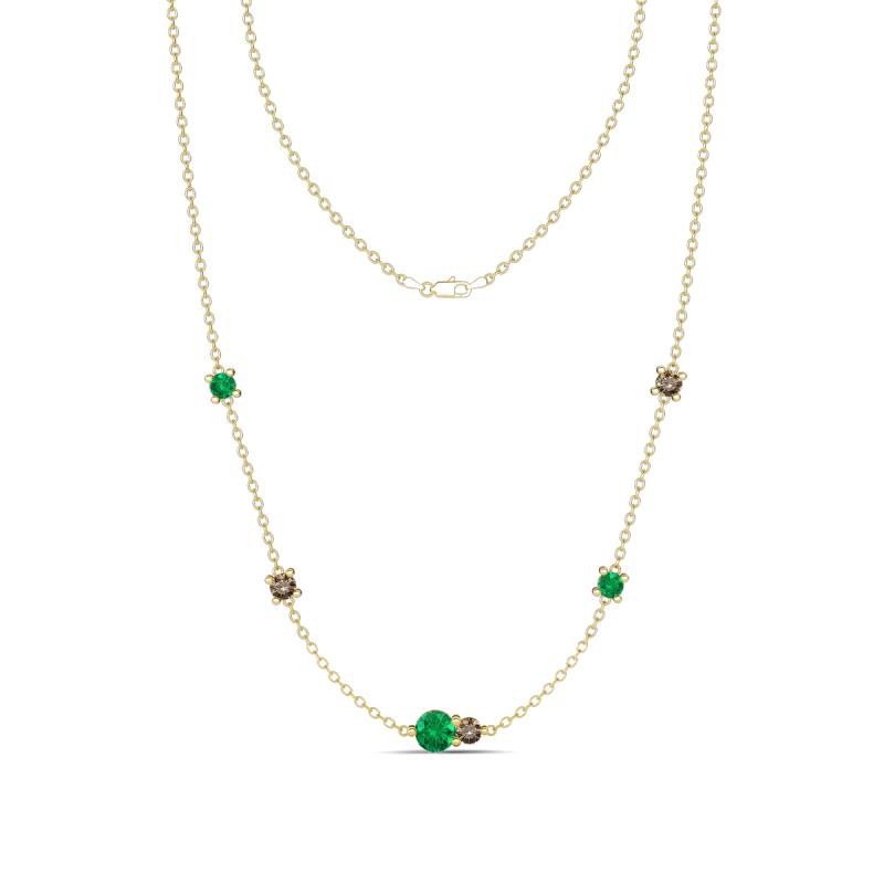 Linea 0.51 ctw Emerald (4 mm) and Smoky Quartz Women Station Necklace 