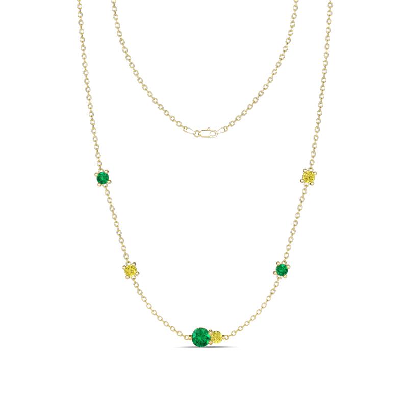 Linea 0.51 ctw Emerald (4 mm) and Yellow Diamond Women Station Necklace 