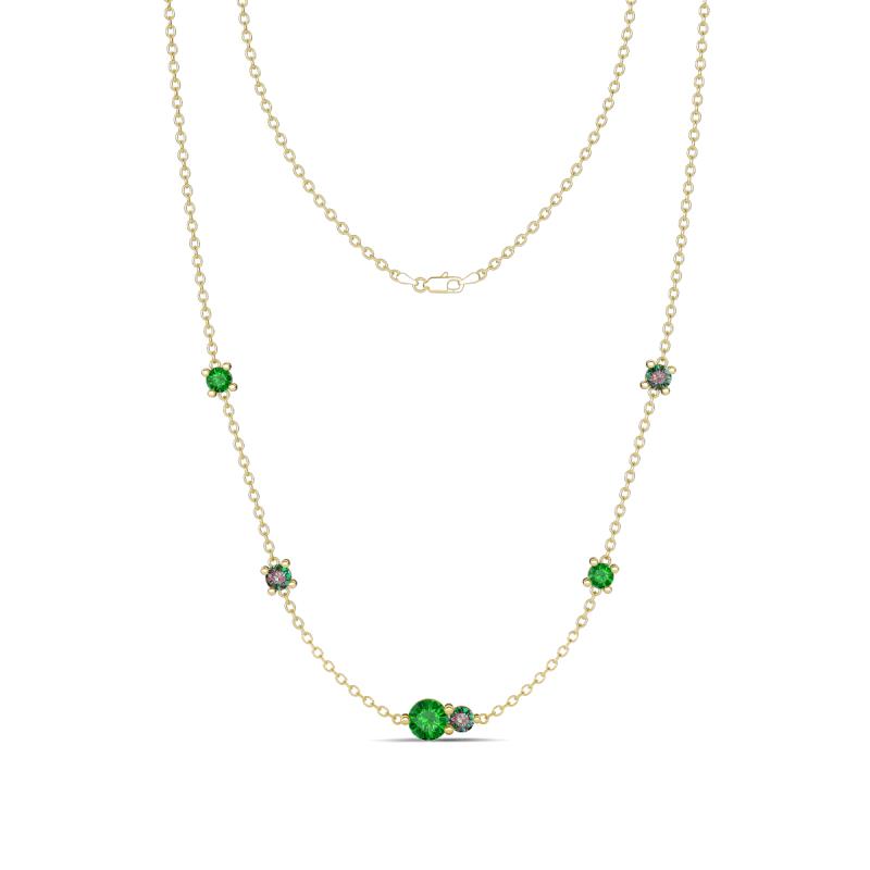 Linea 0.63 ctw Green Garnet (4 mm) and Created Alexandrite Women Station Necklace 