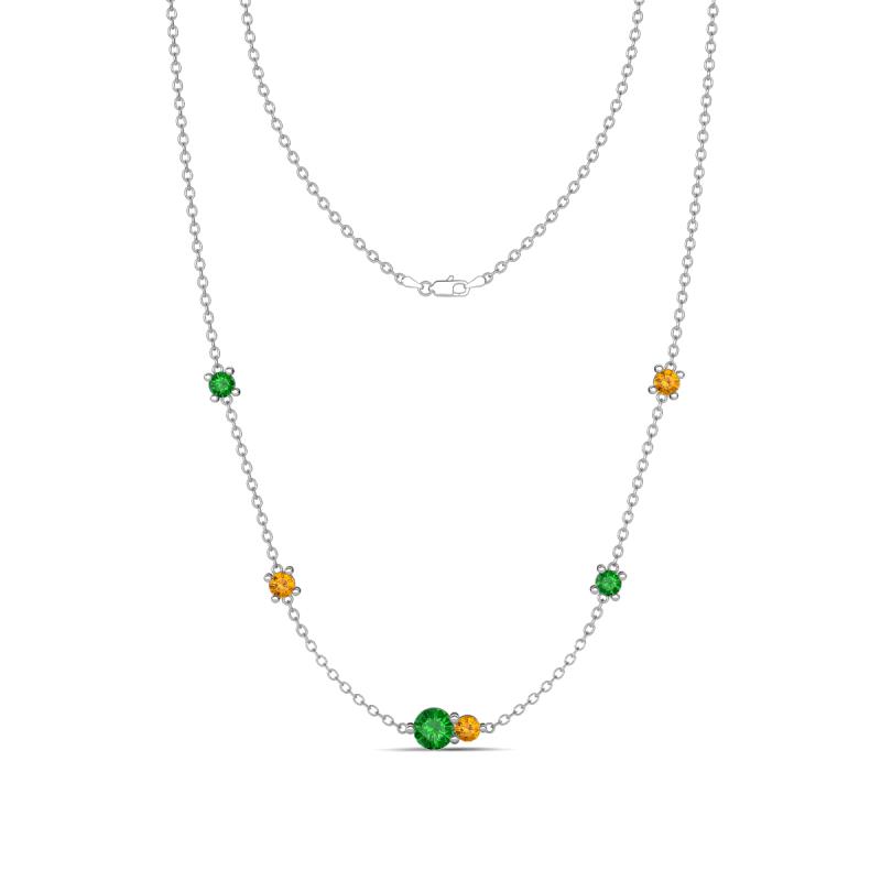 Linea 0.55 ctw Green Garnet (4 mm) and Citrine Women Station Necklace 