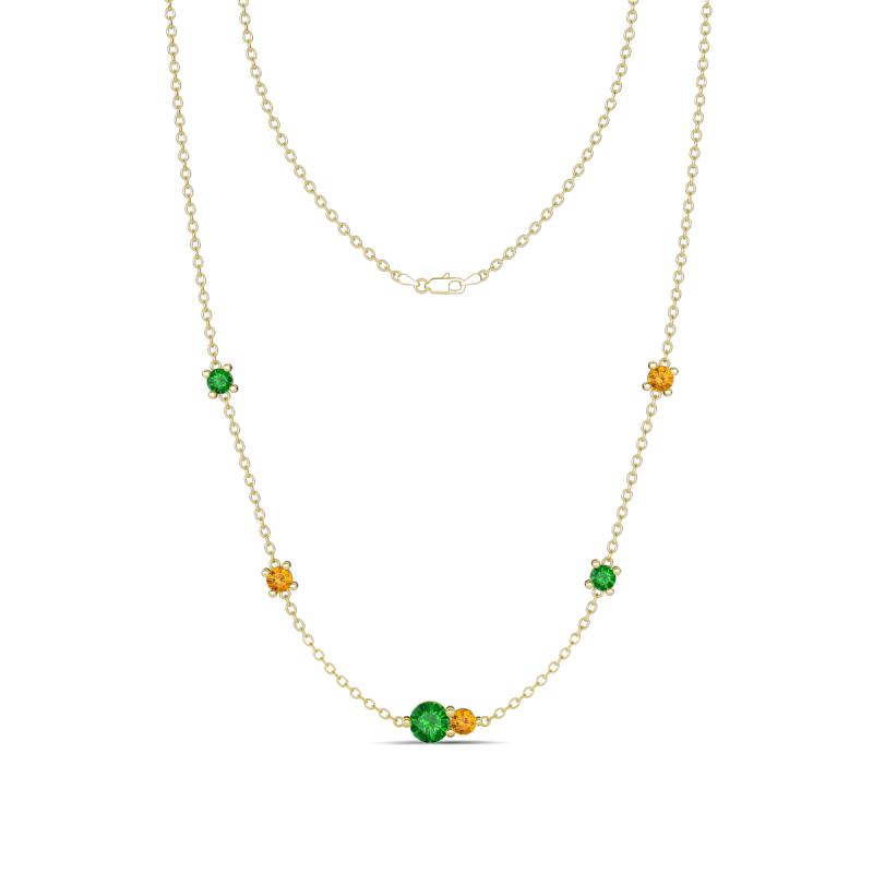 Linea 0.55 ctw Green Garnet (4 mm) and Citrine Women Station Necklace 