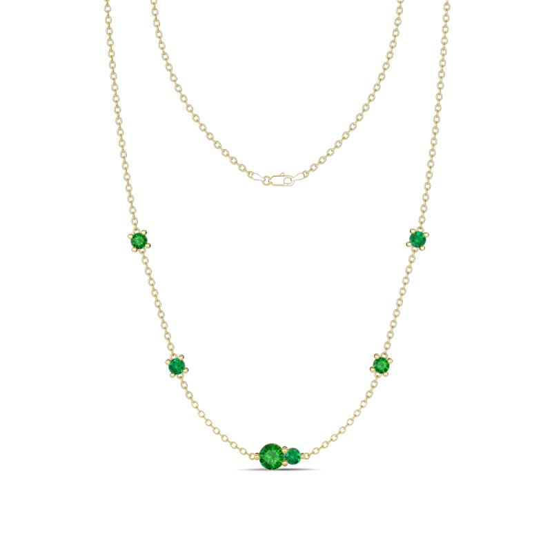 Linea 0.55 ctw Green Garnet (4 mm) and Emerald Women Station Necklace 