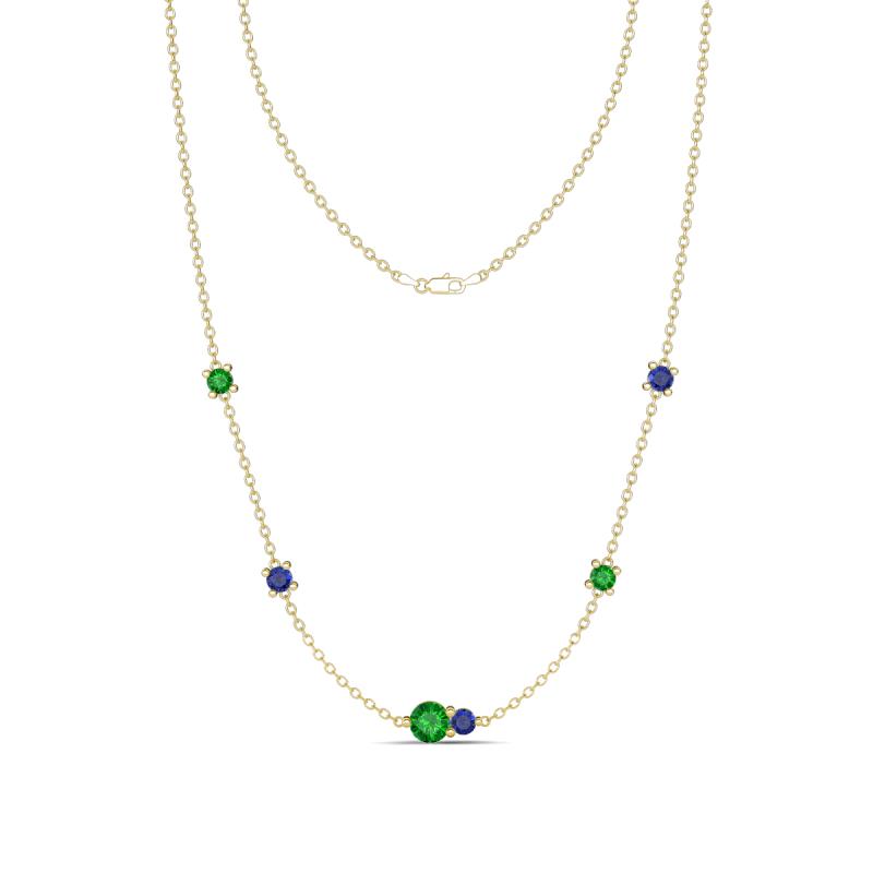 Linea 0.55 ctw Green Garnet (4 mm) and Iolite Women Station Necklace 