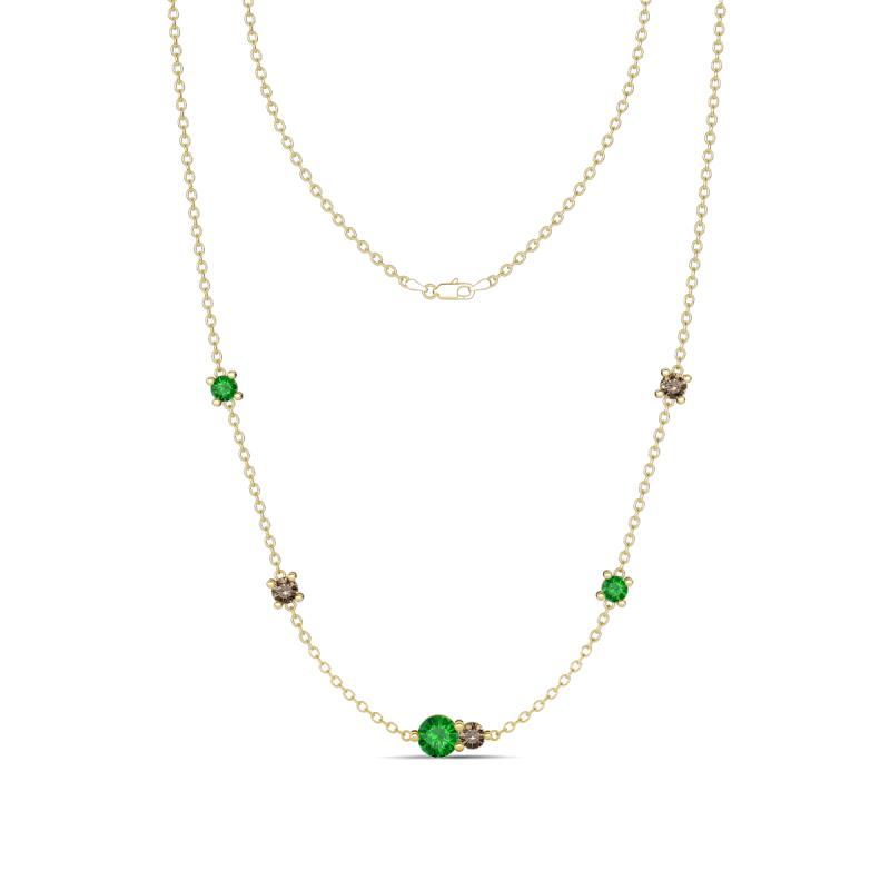 Linea 0.61 ctw Green Garnet (4 mm) and Smoky Quartz Women Station Necklace 