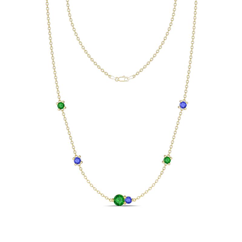 Linea 0.61 ctw Green Garnet (4 mm) and Tanzanite Women Station Necklace 