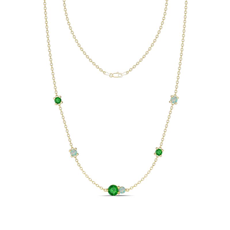 Linea 0.53 ctw Green Garnet (4 mm) and Opal Women Station Necklace 