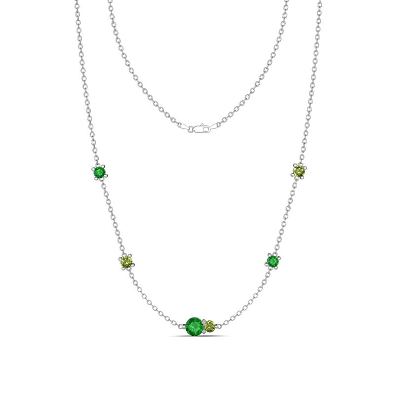 Linea 0.63 ctw Green Garnet (4 mm) and Peridot Women Station Necklace 