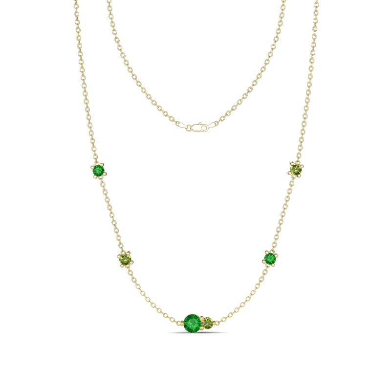 Linea 0.63 ctw Green Garnet (4 mm) and Peridot Women Station Necklace 