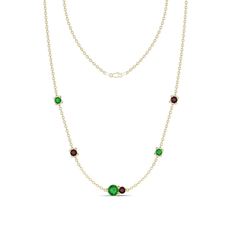 Linea 0.63 ctw Green Garnet (4 mm) and Red Garnet Women Station Necklace 