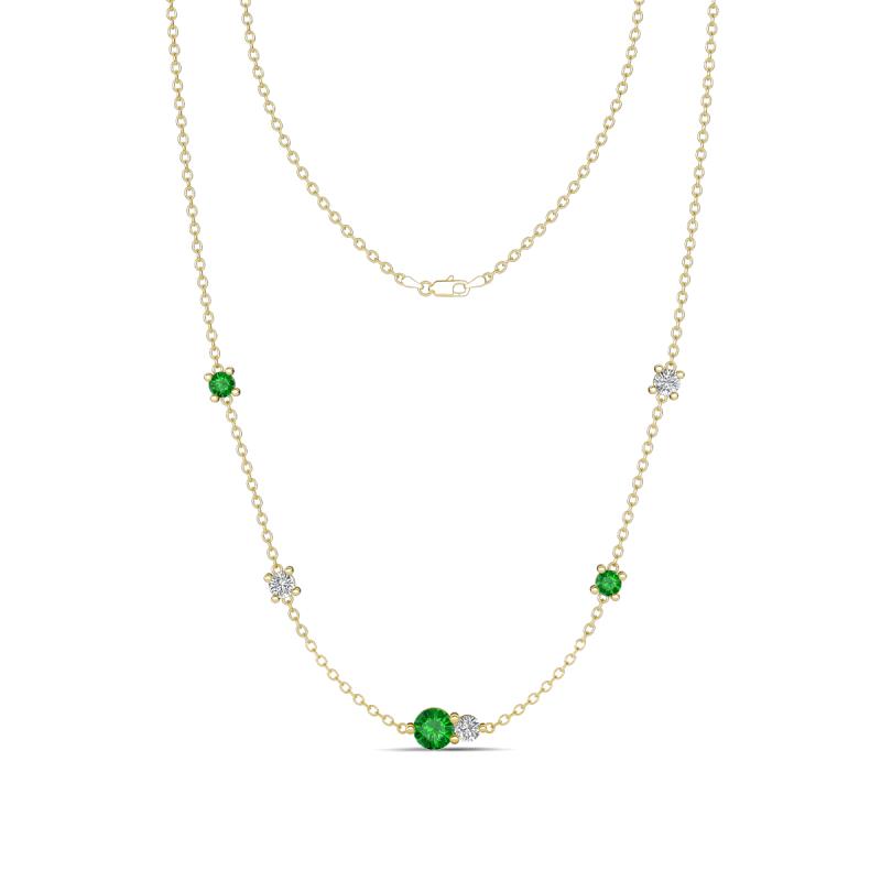 Linea 0.61 ctw Green Garnet (4 mm) and Lab Grown Diamond Women Station Necklace 