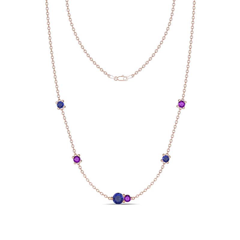 Linea 0.40 ctw Iolite (4 mm) and Amethyst Women Station Necklace 