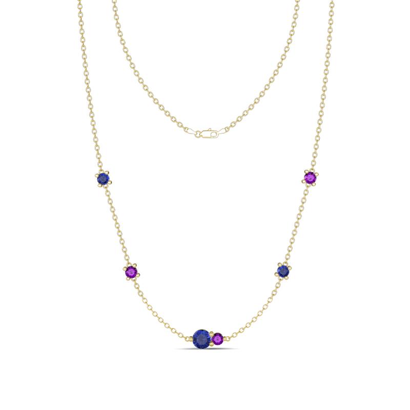 Linea 0.40 ctw Iolite (4 mm) and Amethyst Women Station Necklace 