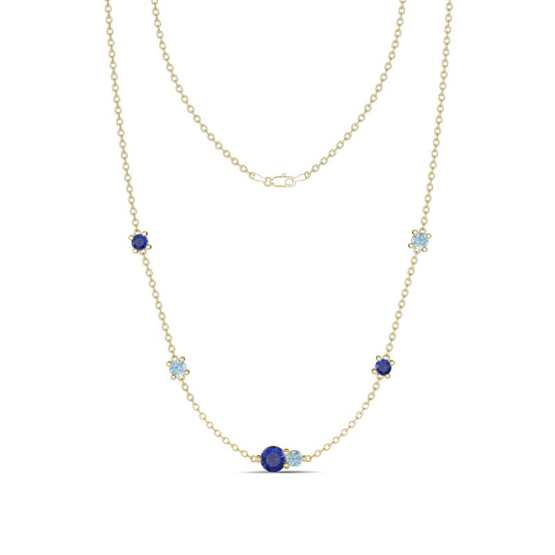 Linea 0.40 ctw Iolite (4 mm) and Aquamarine Women Station Necklace 