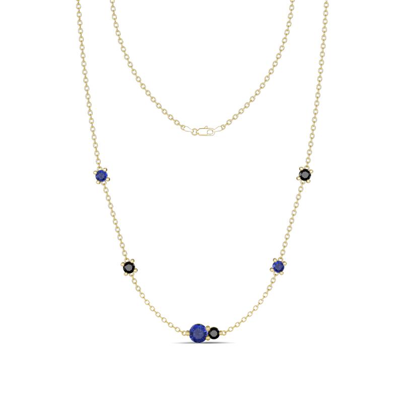 Linea 0.46 ctw Iolite (4 mm) and Black Diamond Women Station Necklace 