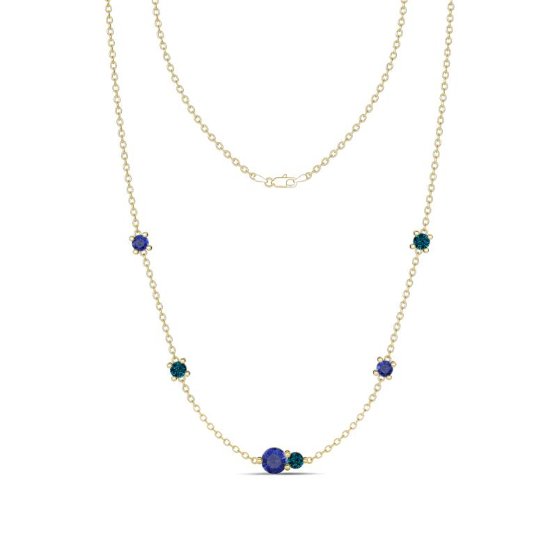 Linea 0.46 ctw Iolite (4 mm) and Blue Diamond Women Station Necklace 