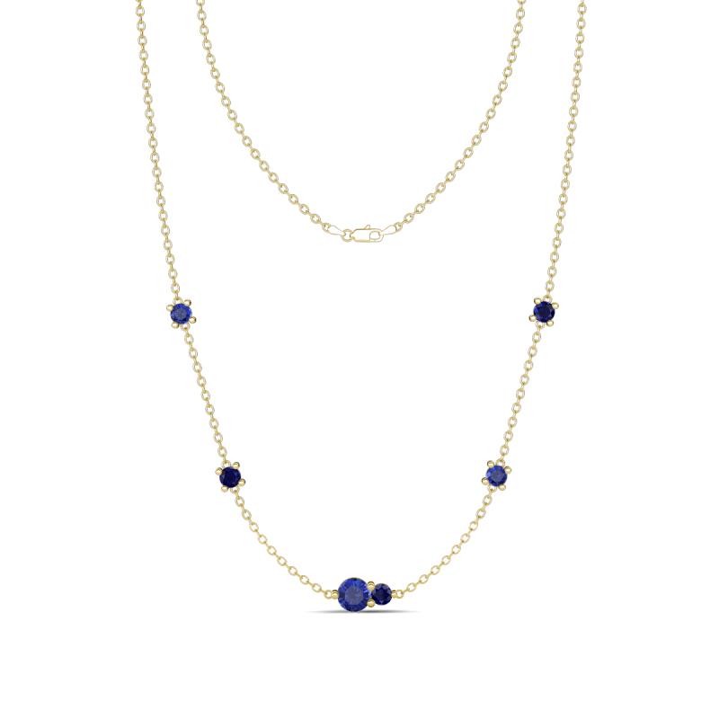 Linea 0.48 ctw Iolite (4 mm) and Blue Sapphire Women Station Necklace 