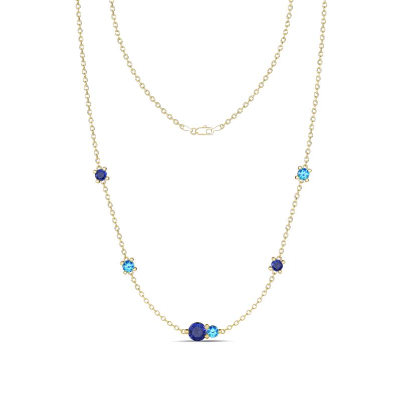 Linea 0.43 ctw Iolite (4 mm) and Blue Topaz Women Station Necklace 