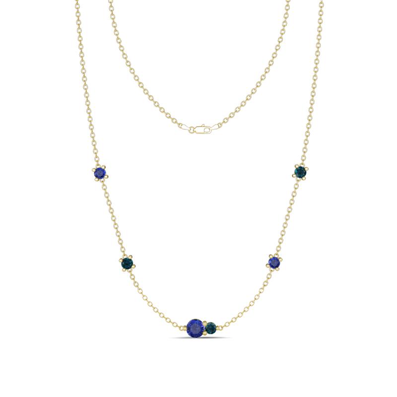 Linea 0.46 ctw Iolite (4 mm) and London Blue Topaz Women Station Necklace 