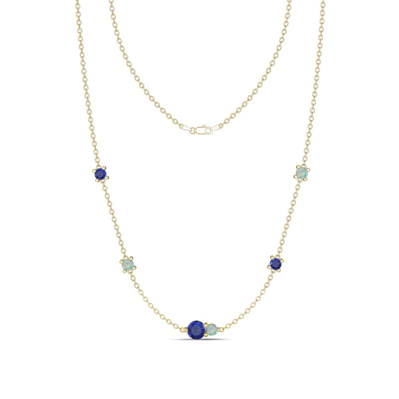 Linea 0.39 ctw Iolite (4 mm) and Opal Women Station Necklace 