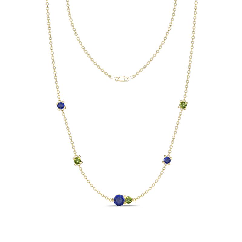 Linea 0.48 ctw Iolite (4 mm) and Peridot Women Station Necklace 