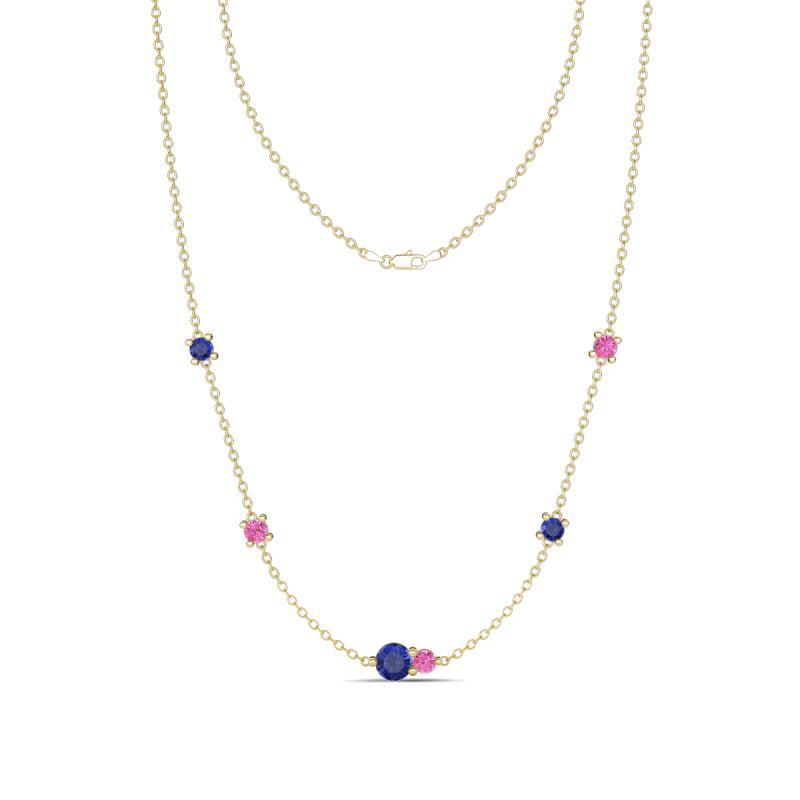 Linea 0.49 ctw Iolite (4 mm) and Pink Sapphire Women Station Necklace 