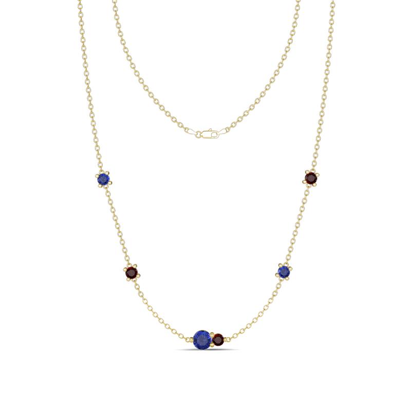 Linea 0.48 ctw Iolite (4 mm) and Red Garnet Women Station Necklace 