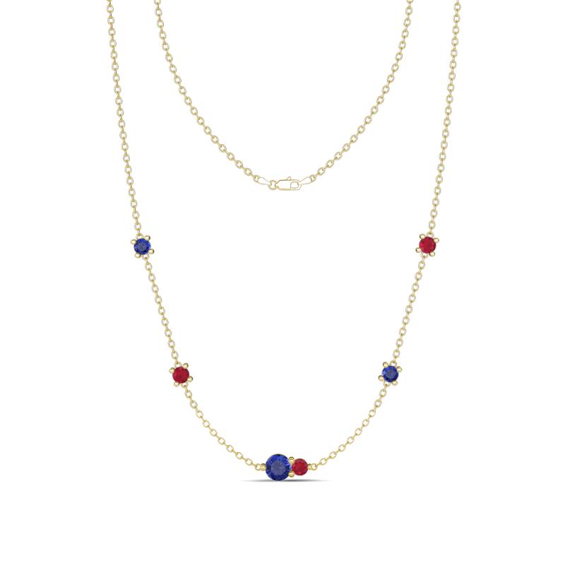 Linea 0.46 ctw Iolite (4 mm) and Ruby Women Station Necklace 