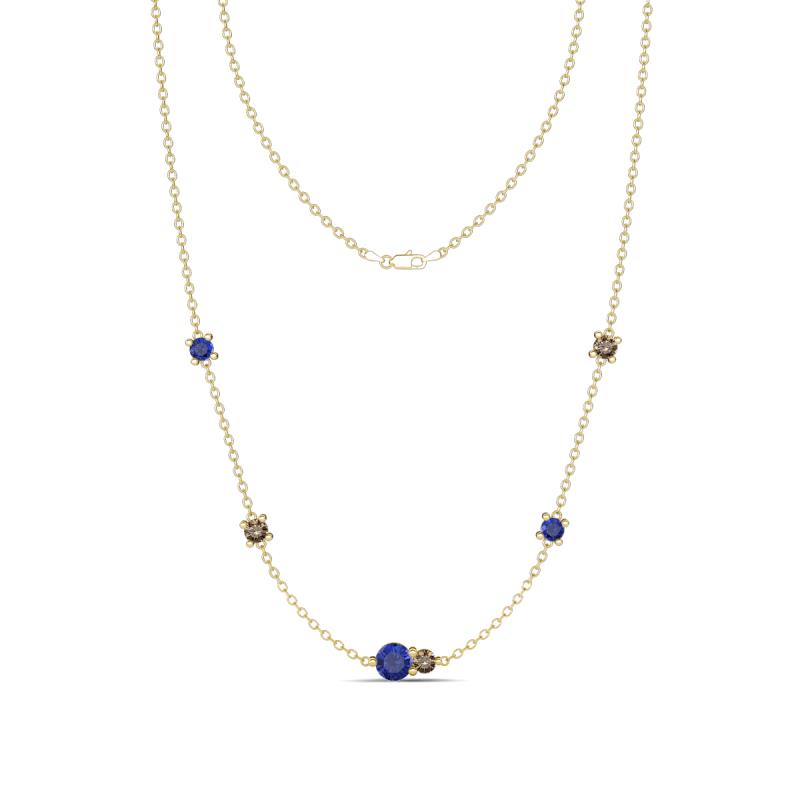 Linea 0.46 ctw Iolite (4 mm) and Smoky Quartz Women Station Necklace 