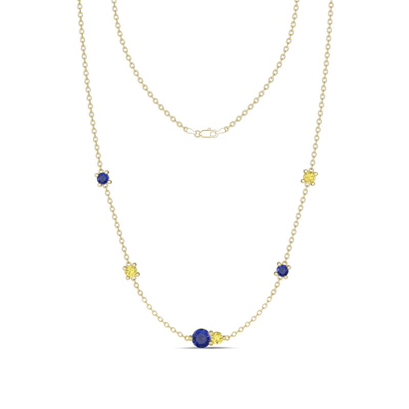 Linea 0.49 ctw Iolite (4 mm) and Yellow Sapphire Women Station Necklace 