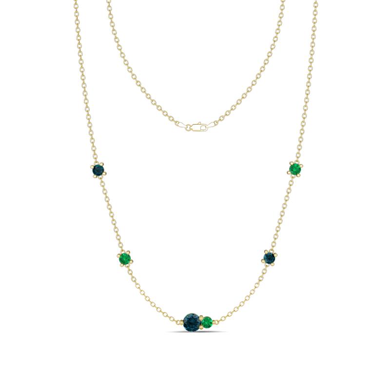 Linea 0.49 ctw London Blue Topaz (4 mm) and Emerald Women Station Necklace 