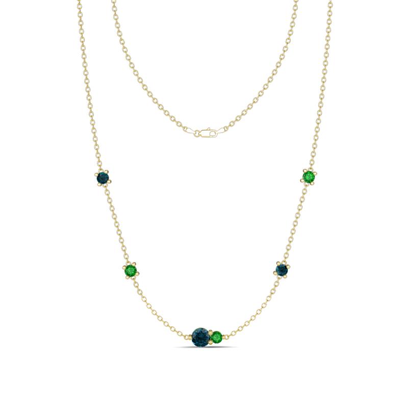 Linea 0.58 ctw London Blue Topaz (4 mm) and Green Garnet Women Station Necklace 