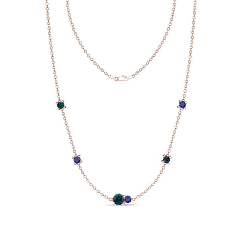 Linea 0.49 ctw London Blue Topaz (4 mm) and Iolite Women Station Necklace 