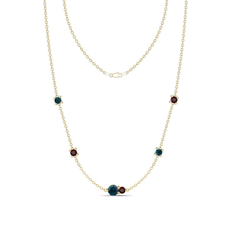 Linea 0.58 ctw London Blue Topaz (4 mm) and Red Garnet Women Station Necklace 