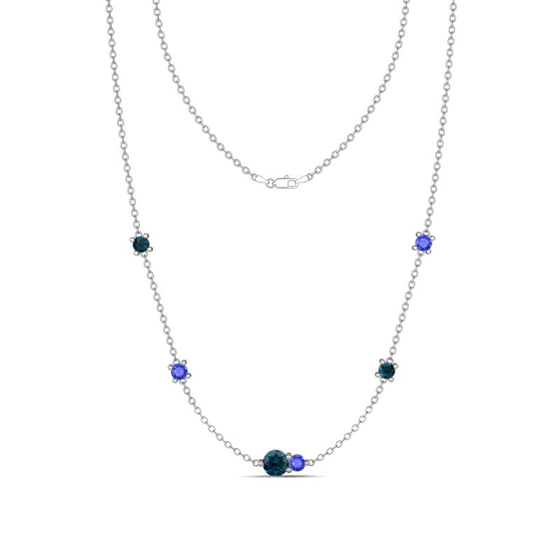 Linea 0.56 ctw London Blue Topaz (4 mm) and Tanzanite Women Station Necklace 