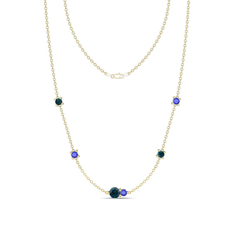 Linea 0.56 ctw London Blue Topaz (4 mm) and Tanzanite Women Station Necklace 