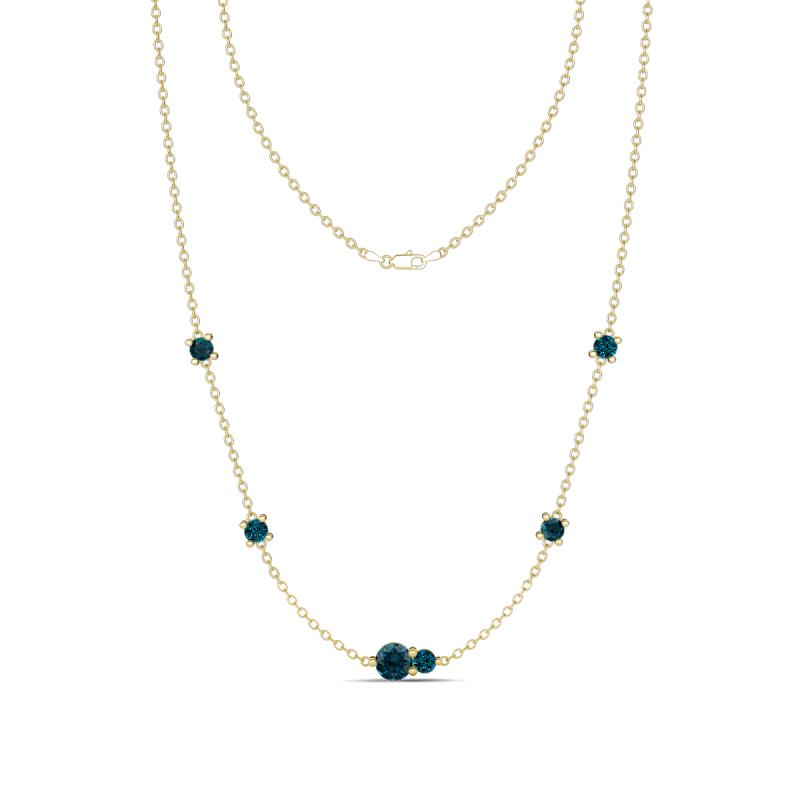 Linea 0.55 ctw London Blue Topaz (4 mm) and Blue Diamond Women Station Necklace 