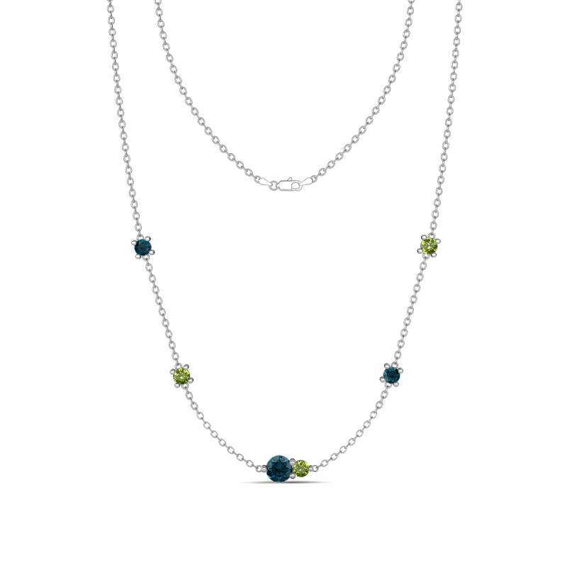 Linea 0.58 ctw London Blue Topaz (4 mm) and Peridot Women Station Necklace 