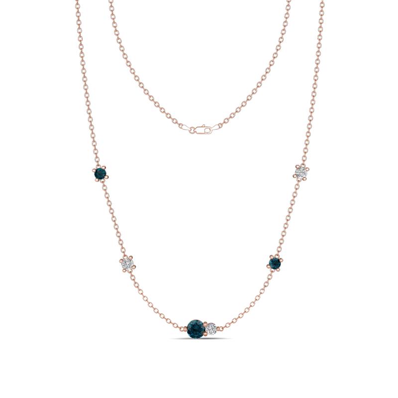 Linea 0.55 ctw London Blue Topaz (4 mm) and Natural Diamond Women Station Necklace 