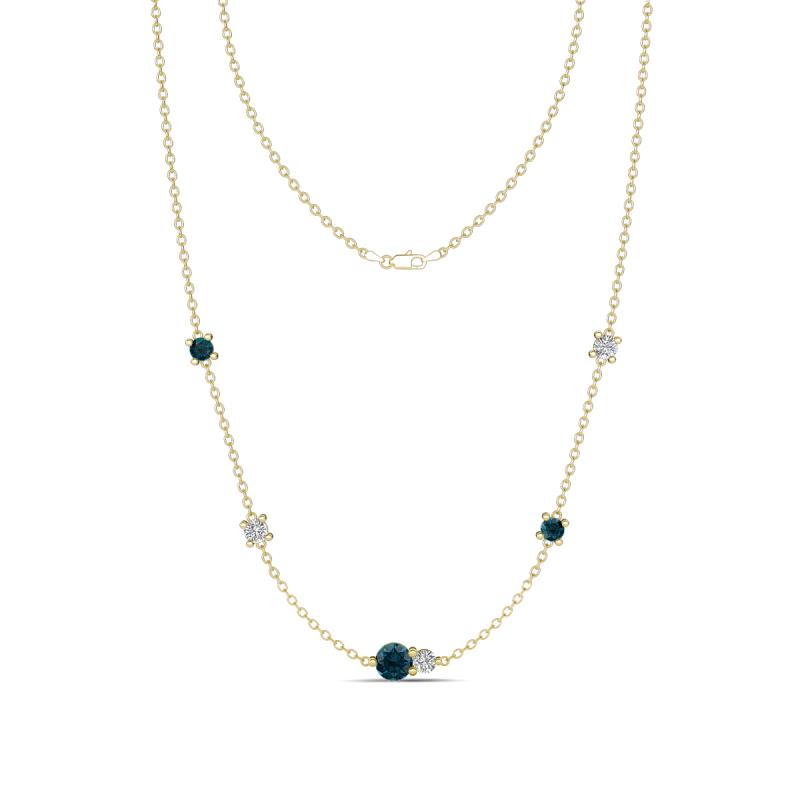 Linea 0.55 ctw London Blue Topaz (4 mm) and Lab Grown Diamond Women Station Necklace 