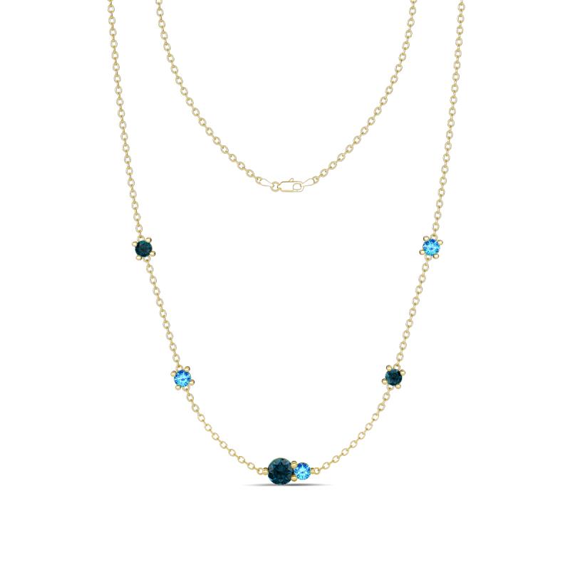 Linea 0.52 ctw London Blue Topaz (4 mm) and Blue Topaz Women Station Necklace 