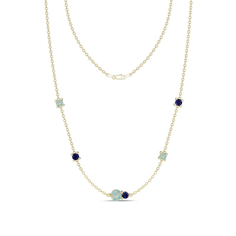 Linea 0.47 ctw Opal (4 mm) and Blue Sapphire Women Station Necklace 