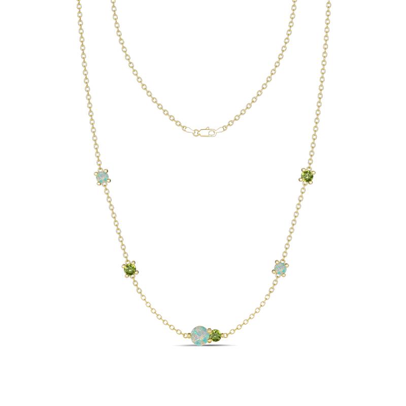 Linea 0.47 ctw Opal (4 mm) and Peridot Women Station Necklace 