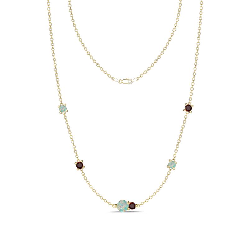 Linea 0.47 ctw Opal (4 mm) and Red Garnet Women Station Necklace 