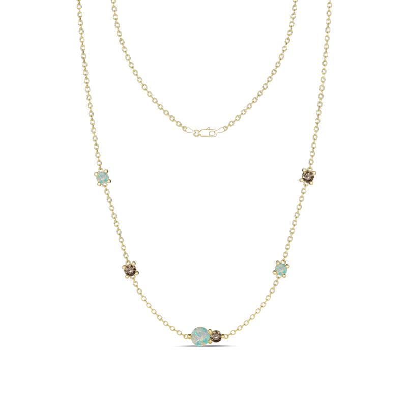 Linea 0.45 ctw Opal (4 mm) and Smoky Quartz Women Station Necklace 