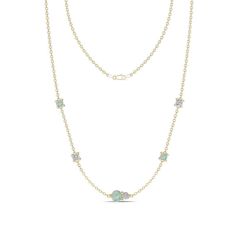 Linea 0.45 ctw Opal (4 mm) and Lab Grown Diamond Women Station Necklace 