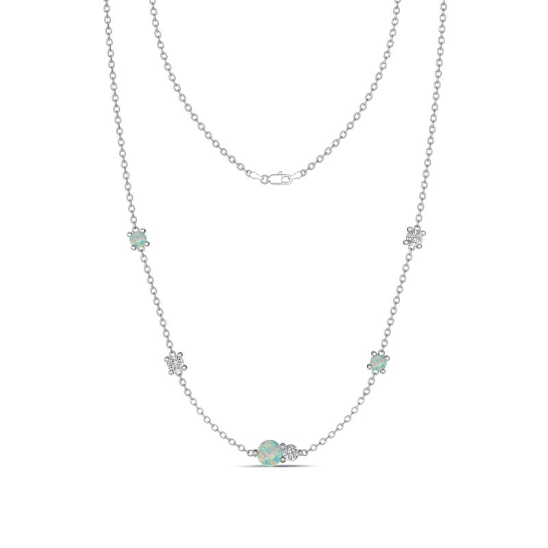 Linea 0.45 ctw Opal (4 mm) and Natural Diamond Women Station Necklace 