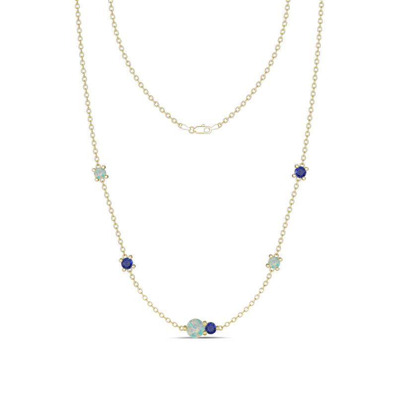 Linea 0.39 ctw Opal (4 mm) and Iolite Women Station Necklace 