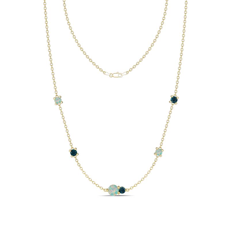 Linea 0.45 ctw Opal (4 mm) and London Blue Topaz Women Station Necklace 