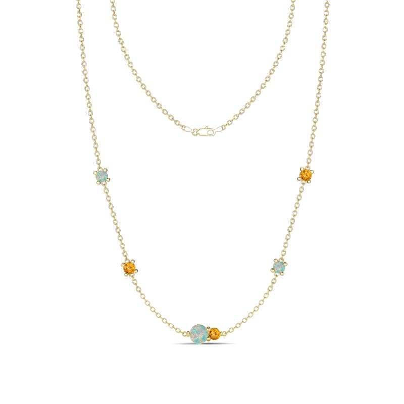 Linea 0.39 ctw Opal (4 mm) and Citrine Women Station Necklace 