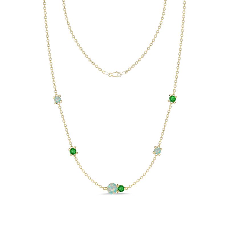 Linea 0.47 ctw Opal (4 mm) and Green Garnet Women Station Necklace 